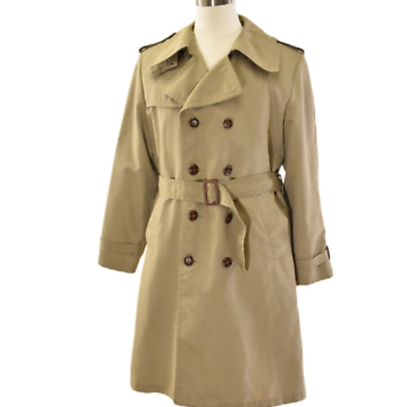 LONDON FOG Men's 44 Reg Tan Trench Coat Large